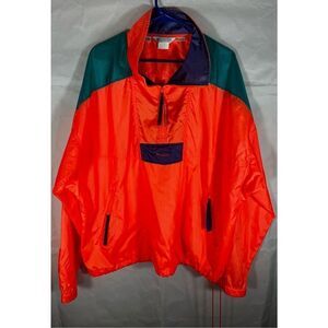 Vintage Columbia pullover florescent surf windbreaker jacket
